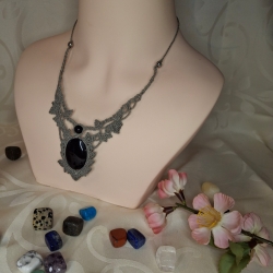 Makramee Kette mit Onyx