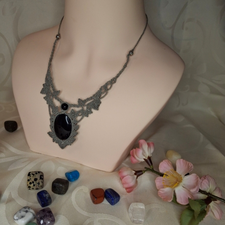 Makramee Kette mit Onyx