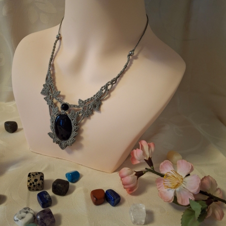 Makramee Kette mit Onyx