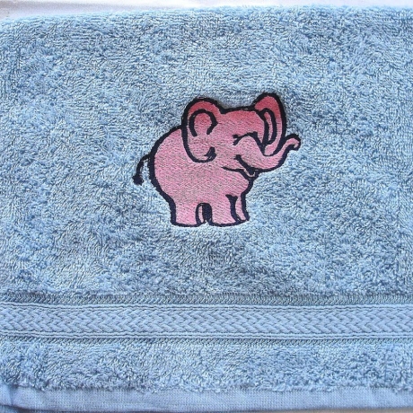 Kindergästehandtuch♥Rosa Elefant♥hellblau♥von Hobbyhaus