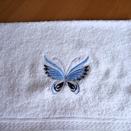Gästehandtuch♥Blue Butterfly♥weiß♥bestickt von Hobbyhaus