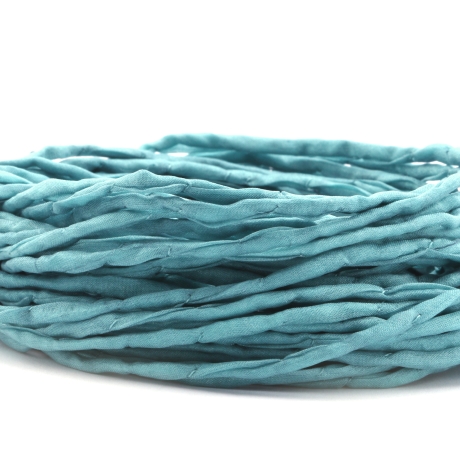 Handgefärbtes Habotai-Seidenband Wasserblau ø3mm Seidenschnur