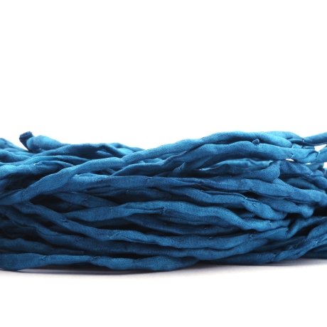 Handgefärbtes Habotai-Seidenband Blaugrün ø3mm Seidenschnur