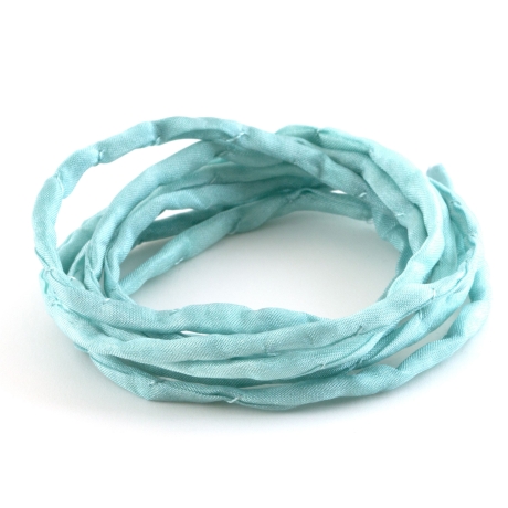 Handgefärbtes Habotai-Seidenband Pale Turquoise ø3mm Seidenschnur
