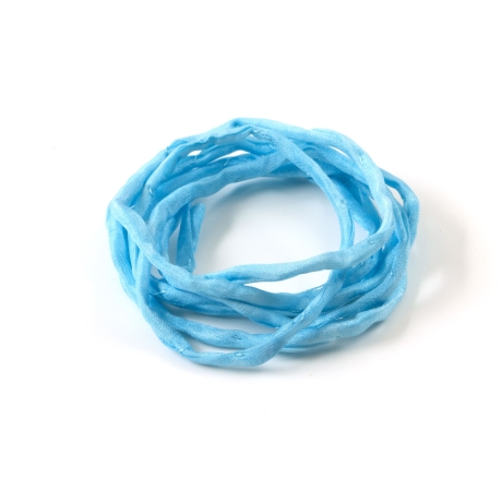 Handgefärbtes Habotai-Seidenband Himmelblau ø3mm Seidenschnur