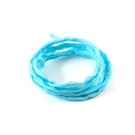 Handgefärbtes Habotai-Seidenband Karibikblau ø3mm Seidenschnur