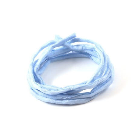 Handgefärbtes Habotai-Seidenband Hellblau ø3mm Seidenschnur