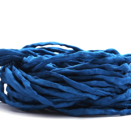 Handgefärbtes Habotai-Seidenband Marineblau ø3mm Seidenschnur