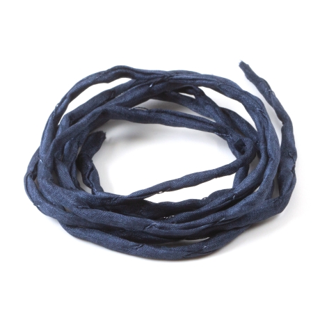 Handgefärbtes Habotai-Seidenband Nachtblau ø3mm Seidenschnur