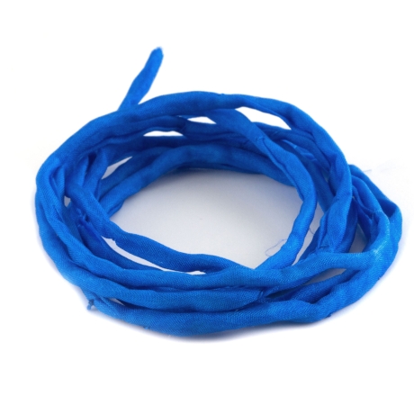 Handgefärbtes Habotai-Seidenband Kornblumenblau ø3mm Seidenschnur