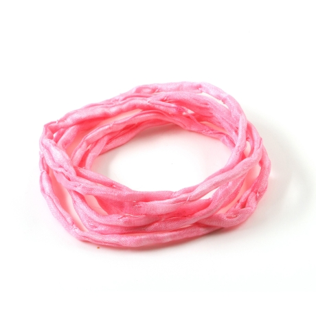 Handgefärbtes Habotai-Seidenband Rosa ø3mm Seidenschnur
