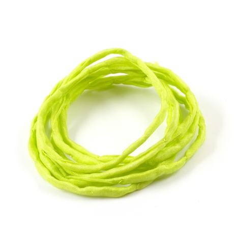 Handgefärbtes Habotai-Seidenband Lime ø3mm Seidenschnur