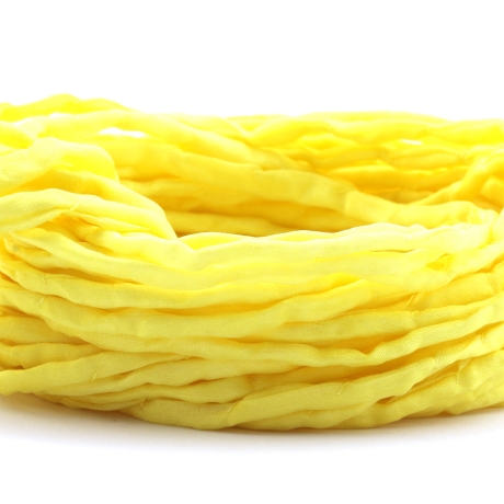 Handgefärbtes Habotai-Seidenband Zitronengelb ø3mm Seidenschnur