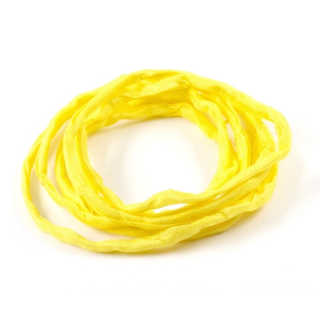 Handgefärbtes Habotai-Seidenband Zitronengelb ø3mm Seidenschnur