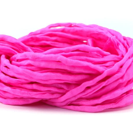 Handgefärbtes Habotai-Seidenband Pink ø3mm Seidenschnur
