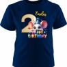 Kinder Kurzarm T-Shirt mit Happy Birthday MAUS und Name + Zahl