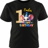 Kinder Kurzarm T-Shirt mit Happy Birthday MAUS und Name + Zahl