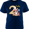 Kinder Kurzarm T-Shirt mit Happy Birthday PINGUIN und Name + Zahl