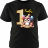 Kinder Kurzarm T-Shirt mit Happy Birthday PINGUIN und Name + Zahl