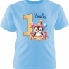 Kinder Kurzarm T-Shirt mit Happy Birthday PINGUIN und Name + Zahl