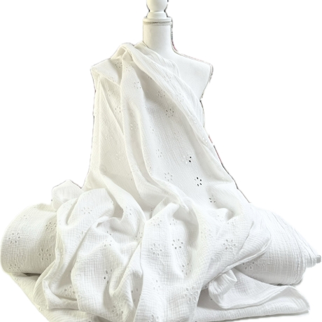 Musselin Loch Stickerei Stoff | Meterware | Öko Tex 100 | 