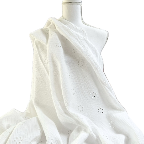 Musselin Loch Stickerei Stoff | Meterware | Öko Tex 100 | 