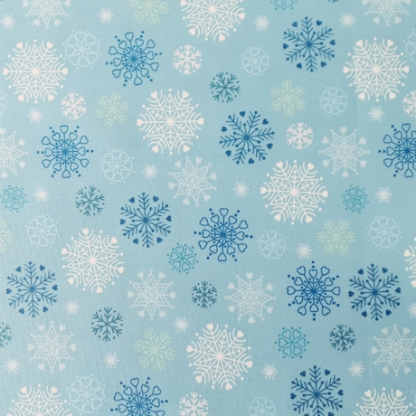 Hygge Glow snowflakes on winter blue