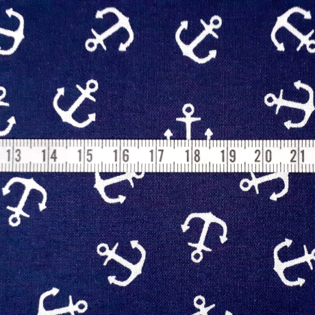 Druckstoff Hamburg Anker blau/weiß