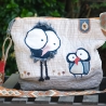 Künstlertasche - UPCYCLING Umhängetasche aus Cord mit Applikation