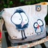 Künstlertasche - UPCYCLING Umhängetasche aus Cord mit Applikation