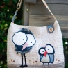 Künstlertasche - UPCYCLING Umhängetasche aus Cord mit Applikation