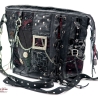 UPCYCLING Gothic Umhängetasche aus Leder, Lack und Spitze