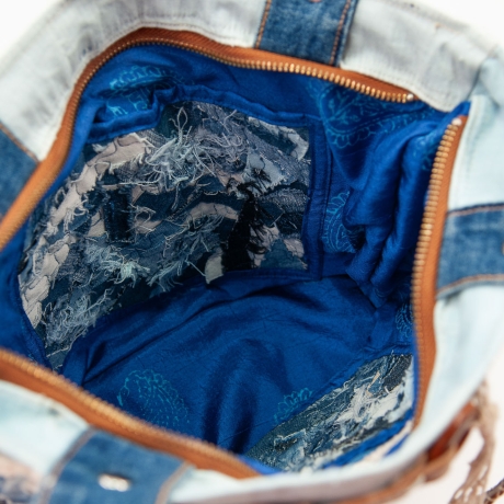 High-End Künstlertasche - UPCYCLING Handtasche aus Leder + Jeans