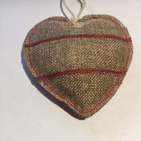 Anhänger Herz mit Kerzen aus Stoff, Handarbeit, 9x9 cm