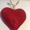 Anhänger Herz rot/gold aus Stoff, Handarbeit, 12x11 cm