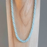 Häkelkette, blau weiß, 55 cm, Halskette, Perlenkette gehäkelt