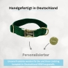 Hundehalsband mit Fliege und Hundemarke personalisiert Samt Grün