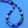 Perlenkette, Glas, Jade, Keramik, blau grün, Länge wählbar