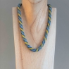 Häkelkette, blau türkis gelb, 46cm, Halskette, Schmuck, Collier