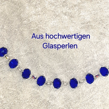 Kette Halskette Perlenkette Tiefblau Damenkette Schmuck Glasperle