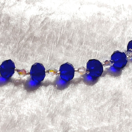 Kette Halskette Perlenkette Tiefblau Damenkette Schmuck Glasperle
