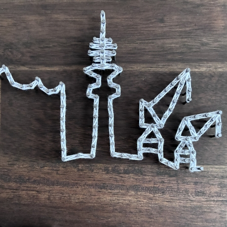 Hamburg Skyline Fadenbild, 40 x 20 cm