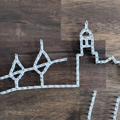 Hamburg Skyline Fadenbild, 40 x 20 cm