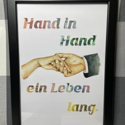 Geldgeschenk Bilderrahmen Hochzeit Hände personalisierbar DIN A4