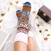 Handgestrickte Wollsocken – Unisex Ethno Kniestrümpfe | 38 39 40
