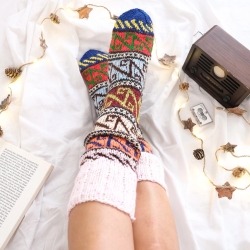 Handgestrickte Wollsocken – Unisex Ethno Kniestrümpfe | 38 39 40