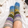 Bunte Wollsocken handgestrickt – Lange Wintersocken | 38 39 40
