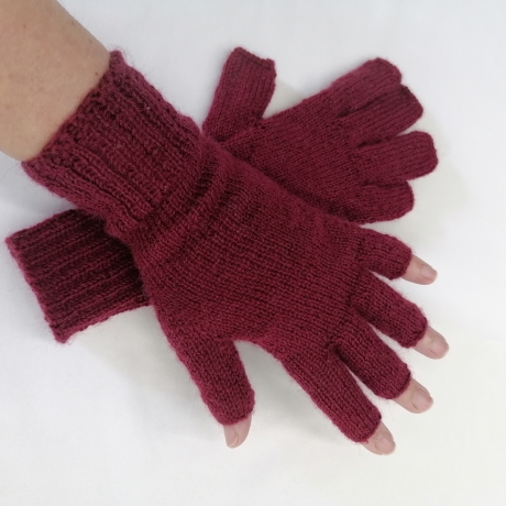 Gestrickte Fingerhandschuhe ohne Kuppen aus Sockenwolle unisex