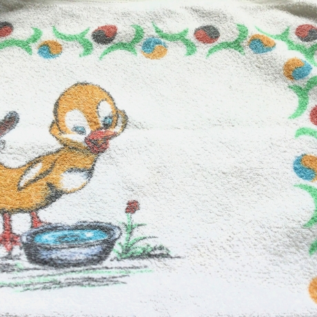 Vintage Kinderhandtuch Küken und Esel aus den 70er Jahren