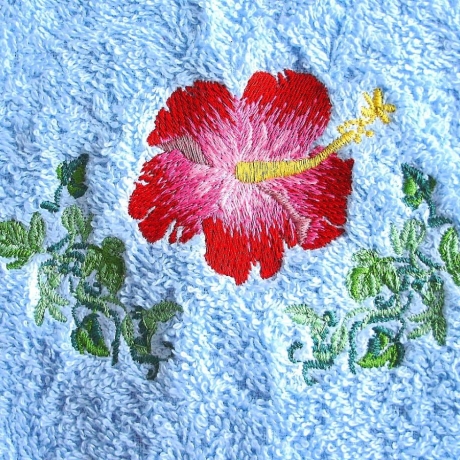 Handtuch♥hellblau♥Hibiskusblüte♥bestickt♥von Hobbyhaus